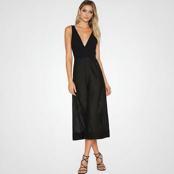 Revolve Finders Keepers Go Now Palazzo Jumpsuit Black Cut-Outs Semi-Sheer M NWT - Picture 1 of 16